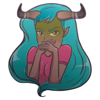🤢 femme, fantaisie, fille, cornes, monstre, elfe whatsapp sticker