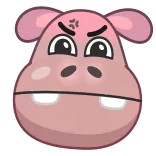 😡 злой, гиппопотам, мультфильм, животное, красный, выражение telegram sticker