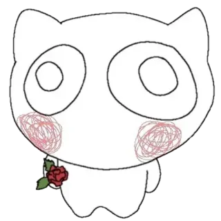 ❤️‍🩹 cat, animal, cute, drawing, rose, flower telegram sticker