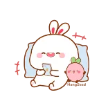😂 conejo, dibujos animados, lindo, kawaii, melocotón, adorable whatsapp sticker