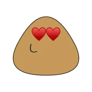 😍 Pou Pou, ハート目, 愛, 絵文字, 漫画, ゲーム, バーチャルペット telegram sticker
