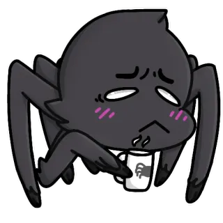 😒 ragno, carino, kawaii, caffè, animale telegram sticker