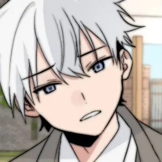 🥛 anime, manga, white hair, boy, serious, character, illustration whatsapp sticker