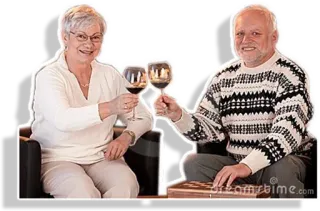 🍷 пожилая пара, вино, ура, пожилые, праздник, пенсия telegram sticker
