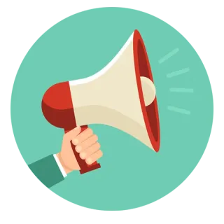 👀 mégaphone, annonce, communication, prise de parole en public telegram sticker