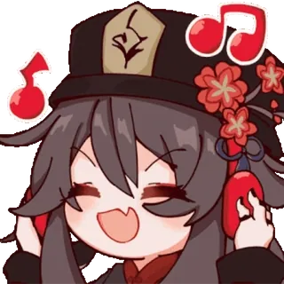 🎵 Hu Tao Genshin Impact Anime, Genshin Impact, Hu Tao, Videogame, Chibi, Muziek telegram sticker