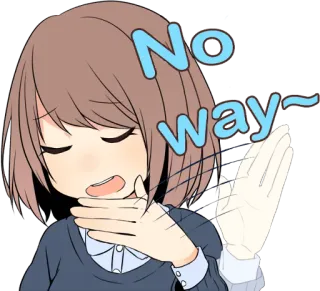 😕 No way~ anime, no, woman, expression, denial, rejection telegram sticker
