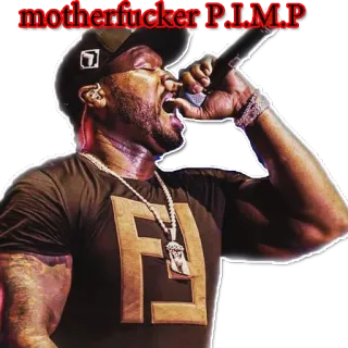 🎤 50 Cent motherfucker P.I.M.P Rapper, Microfoon, Muziek, 50 Cent telegram sticker