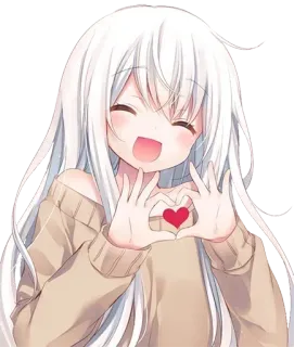 ❤️ Anime, Mädchen, Herz, Süß, Kawaii, Liebe, Illustration whatsapp sticker