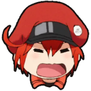 🩸 Red Blood Cell Cells at Work! Anime, Cells at Work, Rote Blutzelle, Chibi, Cartoon whatsapp sticker