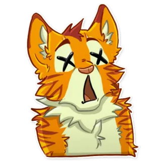 😵 dessin animé, renard, animal, mort, yeux, animé whatsapp sticker