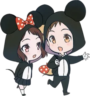 🐭 Аниме, Чиби, Мультфильм, Костюм мыши, Каваий telegram sticker