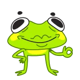 👌 rana, ok, gesto, cartone animato, verde telegram sticker