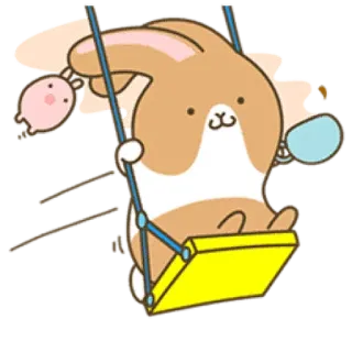☕️ bunny, rabbit, swing, cute, cartoon, animal telegram sticker