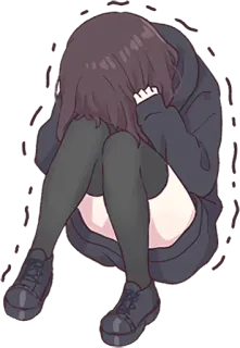 😢 anime girl, sad, crying, emotional, lonely, depression, cartoon telegram sticker