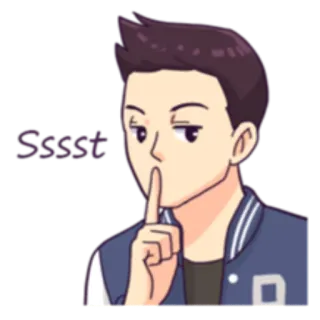 🤫 Sssst silence, quiet, shush, finger to lips, cartoon character telegram sticker