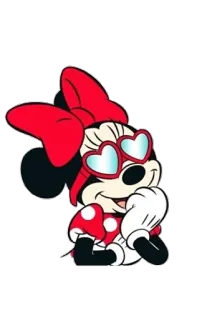 😍 Minnie Mouse cartone animato, Minnie Mouse, Disney, occhiali da sole a cuore, fiocco rosso telegram sticker