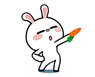 💃 conejo, conejito, zanahoria, lindo, dibujos animados whatsapp sticker