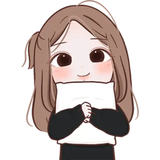 🛏 Cartoon, Meisje, Schattig, Kawaii, Chibi, Illustratie telegram sticker