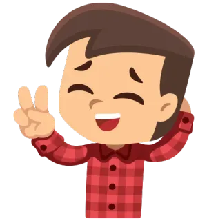 😄 ragazzo, cartone animato, felice, personaggio, pace, gesto whatsapp sticker
