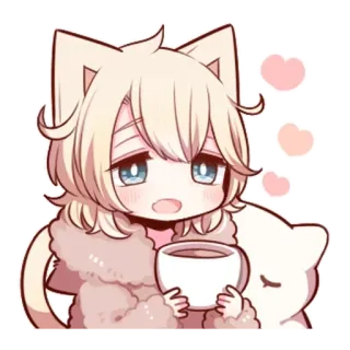☕️ anime, cat, coffee, kawaii, cute telegram sticker