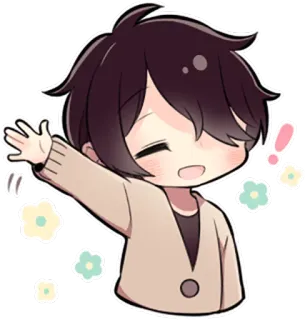 👋 Chibi, Anime, Desenho animado, Fofo, Flor, Saudação, Acenando telegram sticker