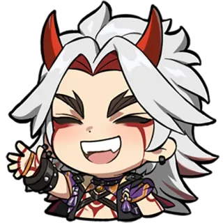 👋 Arataki Itto Genshin Impact Anime, Jogo, Arataki Itto, Genshin Impact, Chifres, Sorriso, Personagem telegram sticker