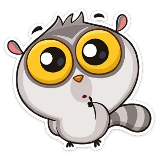 😳 hibou, mignon, animal, autocollant, dessin animé whatsapp sticker