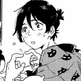 🖤 Anime, Manga, Personaggio, Ritratto, Bianco e nero telegram sticker