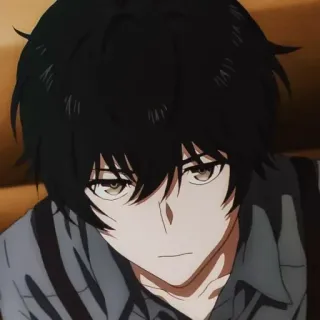 🕳 Anime, Hombre, Pelo negro, Serio, Personaje whatsapp sticker