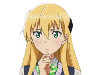 🤔 Anime, Chica, Rubia, Personaje, Dibujo animado, Pensando, Expresión telegram sticker