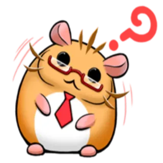 ❓ hamster, fragezeichen, süß, tier, verwirrt, denken, brille, krawatte telegram sticker