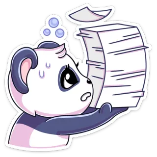 😰 Panda, Stiker, Kelelahan, Urusan administrasi, Stres, Kartun whatsapp sticker