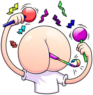 🥳 Po, Party, Konfetti, Feier, Lustig, Cartoon telegram sticker