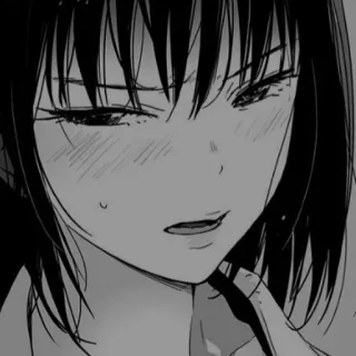 ➰ Anime Mädchen, Manga, Monochrom, Japanische Kunst, Emotional, Traurig telegram sticker
