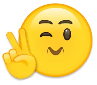🤔 이모지, 웃는 얼굴, 평화 기호, 윙크, 노란색, 손 제스처 whatsapp sticker