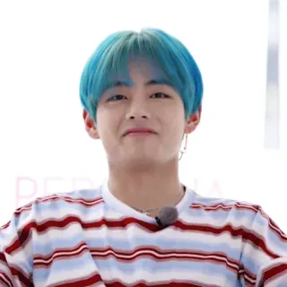 🤙 V kpop, cantante, idol, maschio, capelli blu whatsapp sticker