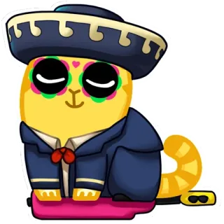 ❤️ kot, sombrero, meksykański, mariachi, kreskówka, zwierzę telegram sticker