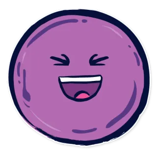 😆 Emoji, Cara, Risa, Feliz, Morado, Dibujo animado, Pegatina, Lindo telegram sticker