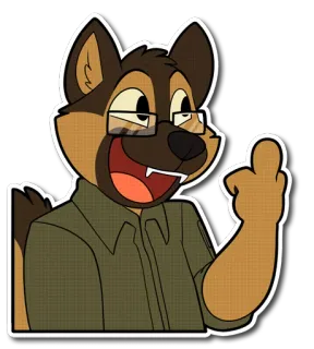 🖕 Hund, Stinkefinger, Aufkleber, Cartoon, Brille, Anthropomorph telegram sticker