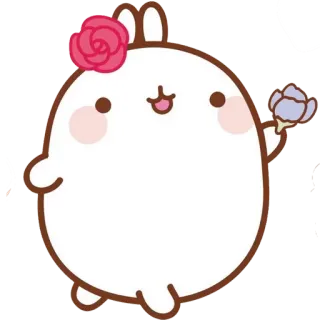 🌸 Molang cartoon, cute, rabbit, flower, kawaii telegram sticker