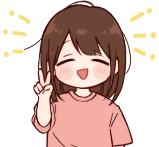 👋 peace sign, girl, cartoon, cute, anime, happy telegram sticker