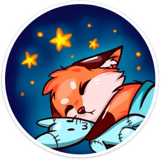 😴 лиса, спящий, звезды, милый, мультфильм whatsapp sticker