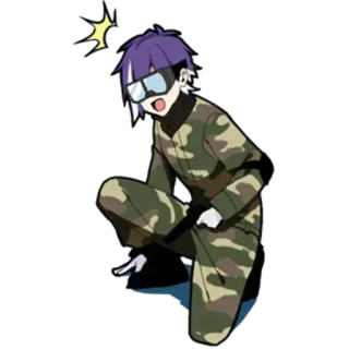 🔫 アニメ, キャラクター, 迷彩柄, ゴーグル, 漫画, ステッカー whatsapp sticker