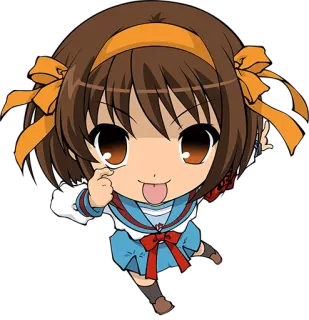 😜 Haruhi Suzumiya The Melancholy of Haruhi Suzumiya Аниме, Манга, Харухи Судзумия, Каваий, Милый telegram sticker