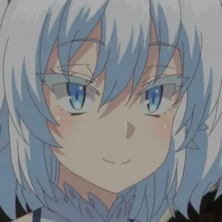 ☺️ anime, gadis, rambut putih, mata biru, tersenyum telegram sticker