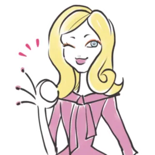 👌 phụ nữ, tóc vàng, nháy mắt, màu hồng, dấu ok, thời trang telegram sticker