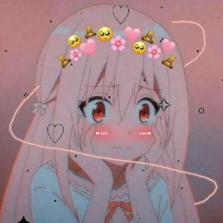 ❤️ Аниме, Мультфильм, Милый, Девочка, Сердечки, Эмодзи telegram sticker