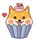 🐕 dog, cupcake, cute, shiba inu, dessert, kawaii whatsapp sticker