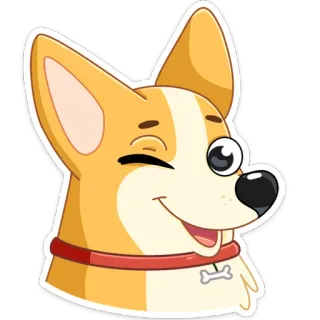 😉 chien, corgi, animal de compagnie, animal, clin d'oeil, dessin animé, os whatsapp sticker